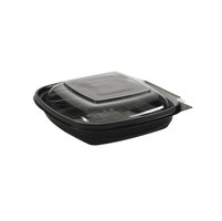 BAK, rPET Saladebak 150 ml Zwart Met Transparant Deksel 130x127x30mm