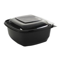 BAK, rPET Saladebak 375 ml Zwart Met Transparant Deksel  130x127x52mm