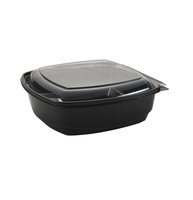BAK, rPET Saladebak 1000 ml Zwart Met Transparant Deksel 190x192x54mm 