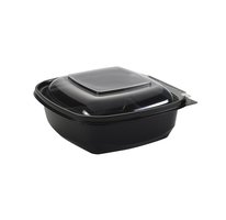 BAK, rPET Saladebak 250 ml Zwart Met Transparant Deksel 130x127x40mm