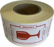 ETIKET, Papier, FRAGILE, 74x105mm, Wit/Rood