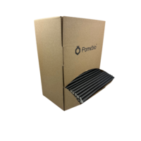Pomebio Papieren Rietjes - Zwart - 8x195 mm - Dispenserbox à 500 stuks