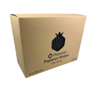 Pomebio Papieren Rietjes - Zwart - 8x195 mm - Doos à 500 Stuks
