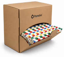 Pomebio Papieren Rietjes - Gestreept - 6x195 mm - Dispenserbox à 500 stuks