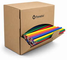 Pomebio Papieren Rietjes - Mix Kleuren - 6x195 mm - Dispenserbox à 500 stuks