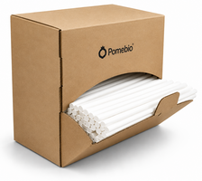 Pomebio Papieren Rietjes - Wit - 6x195 mm - Dispenserbox à 500 stuks
