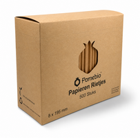 Pomebio Papieren Rietjes -Kraft - 8x195 mm - Doos à 500 Stuks