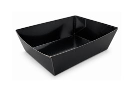 KARTONNEN SNACKBAKJE / FRIETBAKJE ZWART 165x85x48mm KARTON/PET