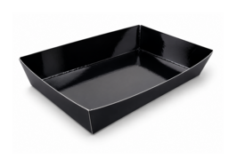 KARTONNEN SNACKBAKJE / FRIETBAKJE ZWART 160x110x35mm KARTON/PET